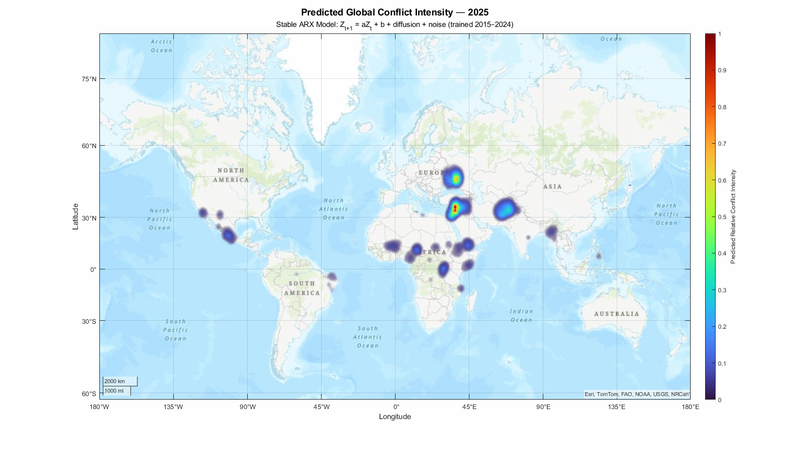Forecasted Global Conflict Intensity 2025-2030